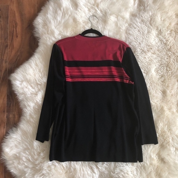 Misook Knit Open Front Cardigan Sweater Stripe L - Picture 6 of 6